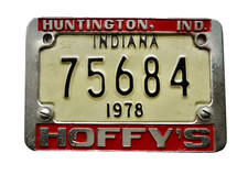 mOTORCYCLE LICENSE PLATE 1978 INDIANA FRAME HOFFY’S HUNTINGTON VINTAGE neocurio