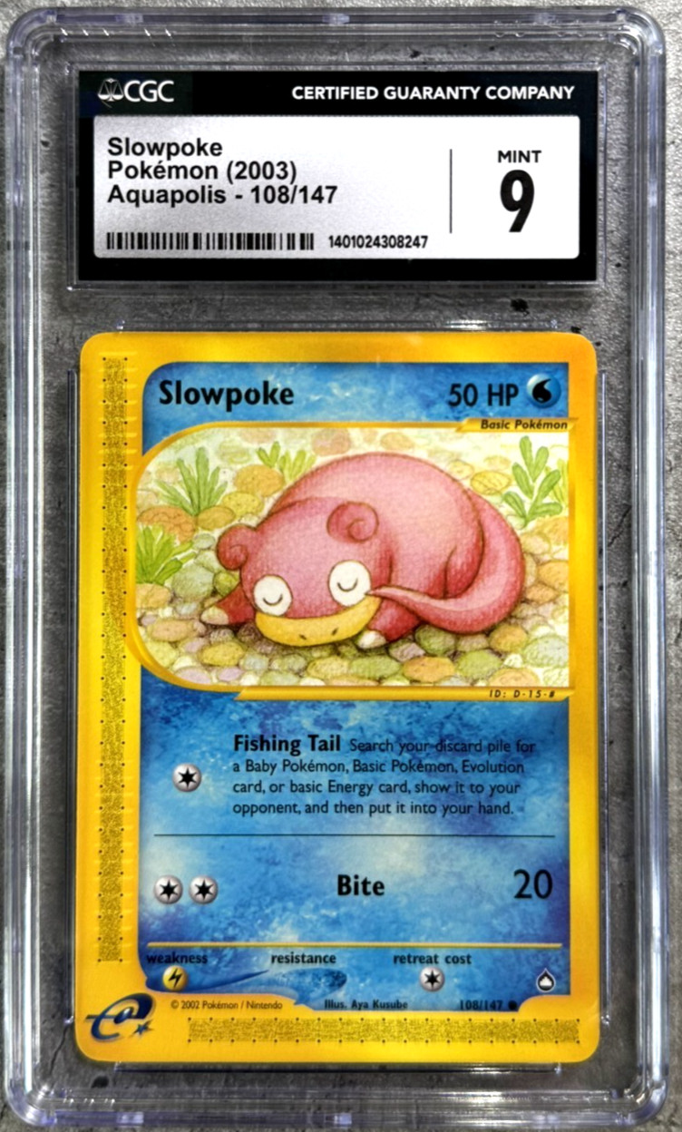 Pokemon Card Slowpoke CGC 9 Mint, e-Reader Aquapolis 108/147, 2003 (1)