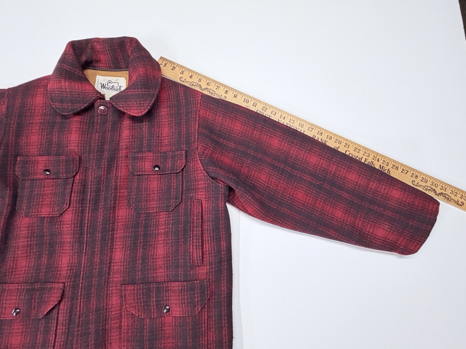 Vtg WOOLRICH 503 Mens Wool Mackinaw Jacket -Hunter Coat 44 LONG USA Made image 6