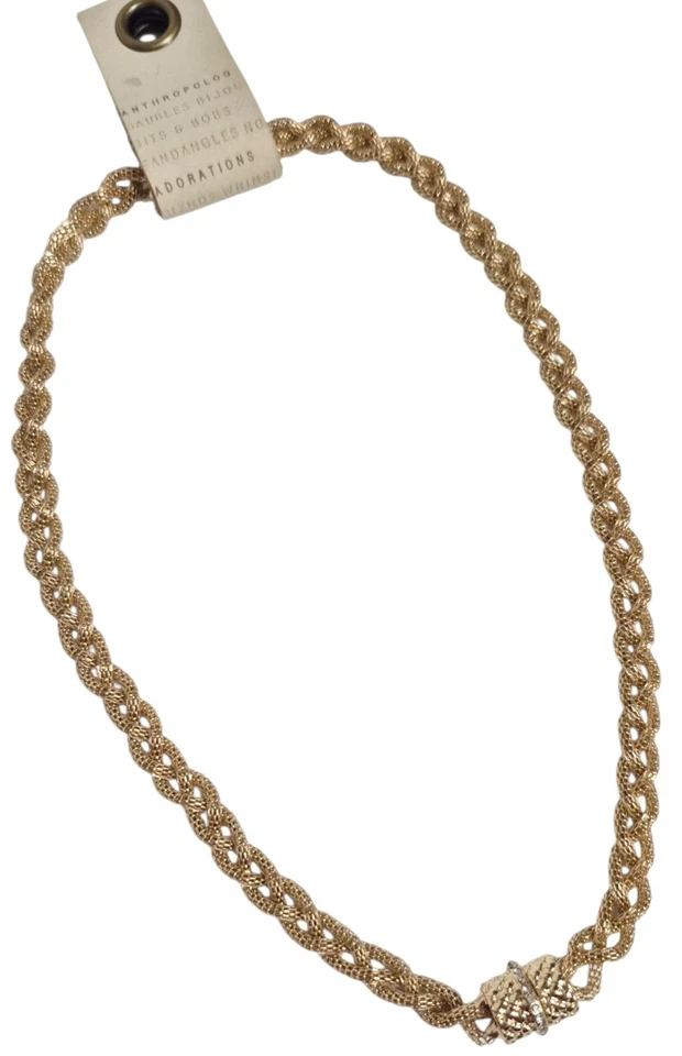 Collar Anthropologie Cadena Cuerda Cierre Magnético Chapado en Oro Acero Nuevo con Etiquetas Foto 2 de 4