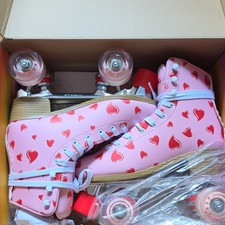 Impala Rollerskate Falling Hearts Pink/Red Quad Roller Skates Size 8