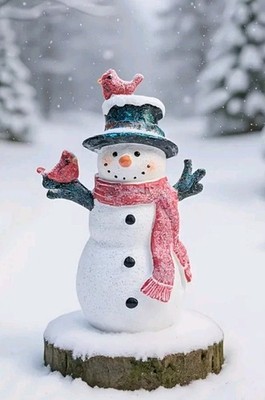 Schneemann 15cm Winter Blau Hut Weihnachten Deko Lustig Geschenk Mitbringsel 