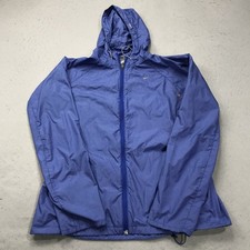 Nike Running Jacket Womens Large Blue Repel Thin Windrunner Lightweight Hood Zip