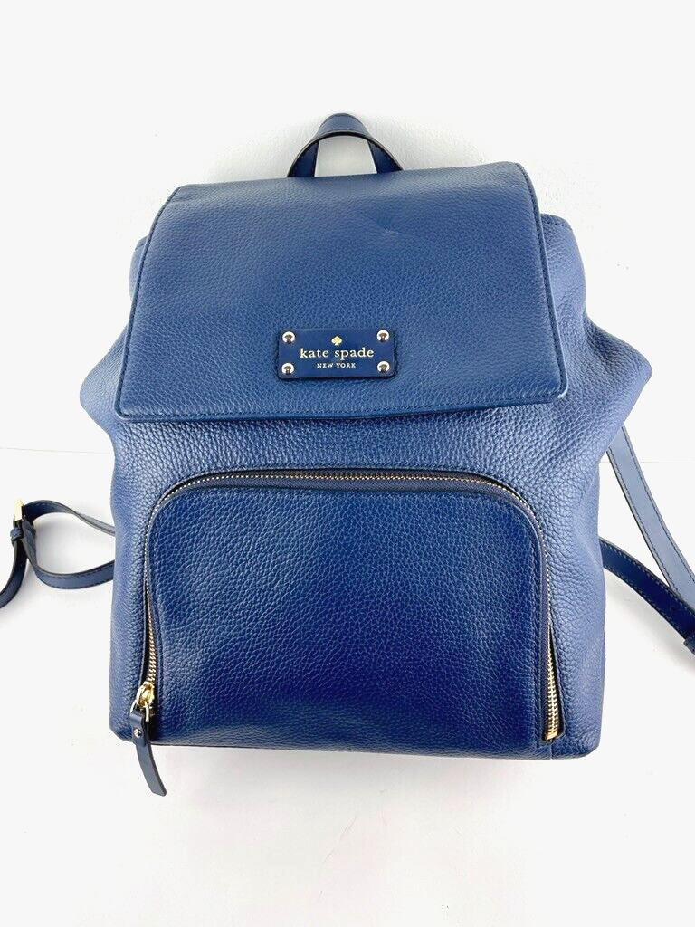 Kate Spade Remington Blue Pebbled Leather Backpack Magnetic 