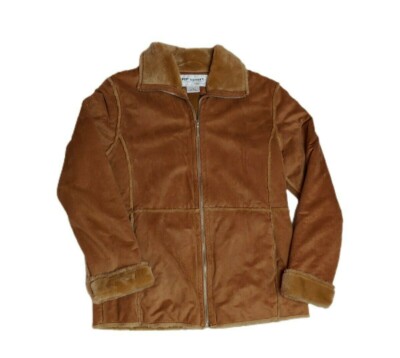 RP Regent Park Womens Faux Suede Faux Fur Zip Jacket Size Small Tan Beige