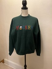 VTG Mickey And Co Green Embroidered Sweatshirt Heavyweight Made In USA
