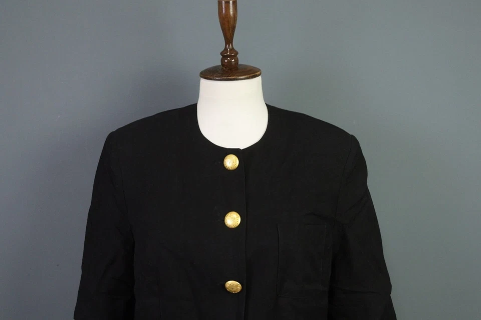 Chaqueta Blazer Vintage En Plus Givenchy Negra Manga 3/4 Forrada Lino Talla 10 Foto 2 de 4