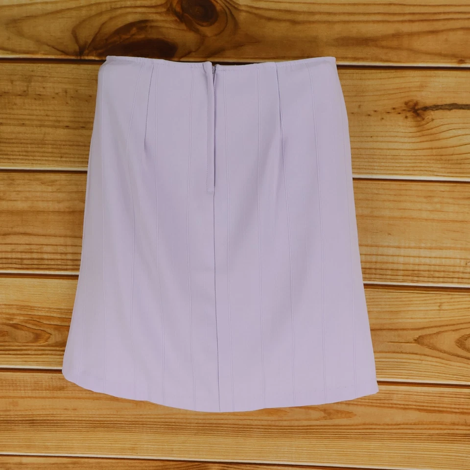 Falda corta envolvente línea A para jóvenes talla 5 púrpura lavanda rayas mezcla de poliéster Foto 2 de 4