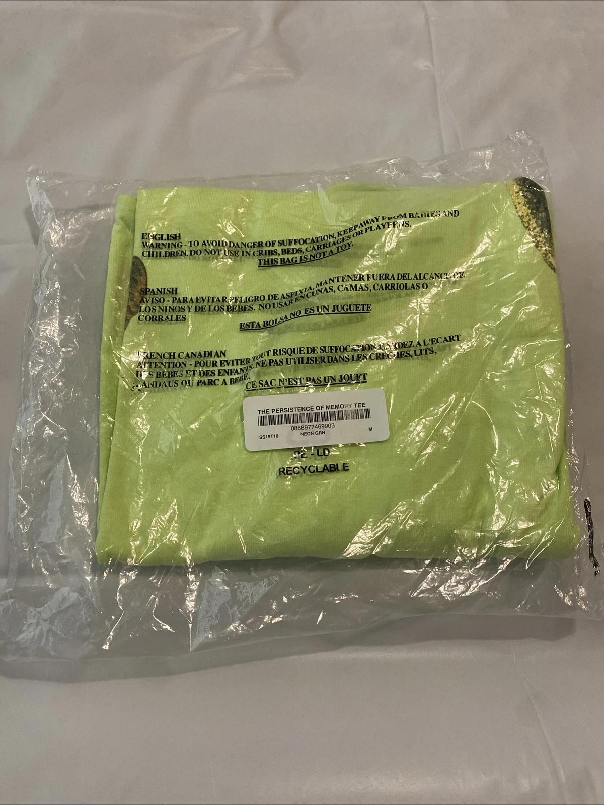NEUF T shirt Supreme SS19 The Persistance Of Memory Tee   Vert néon   Medium