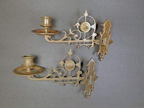 Brass Piano Wall Sconces Swing Arm Candle Holders Bracket Art Nouveau - Picture 5 of 10