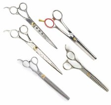 Professional Starlite Cheetah Dog Grooming Shears Straight Curved or Thinning