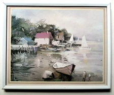 Watercolor Print by C. Gruppe (1860-1940) under Glass in Frame. Signed 8" x 10"