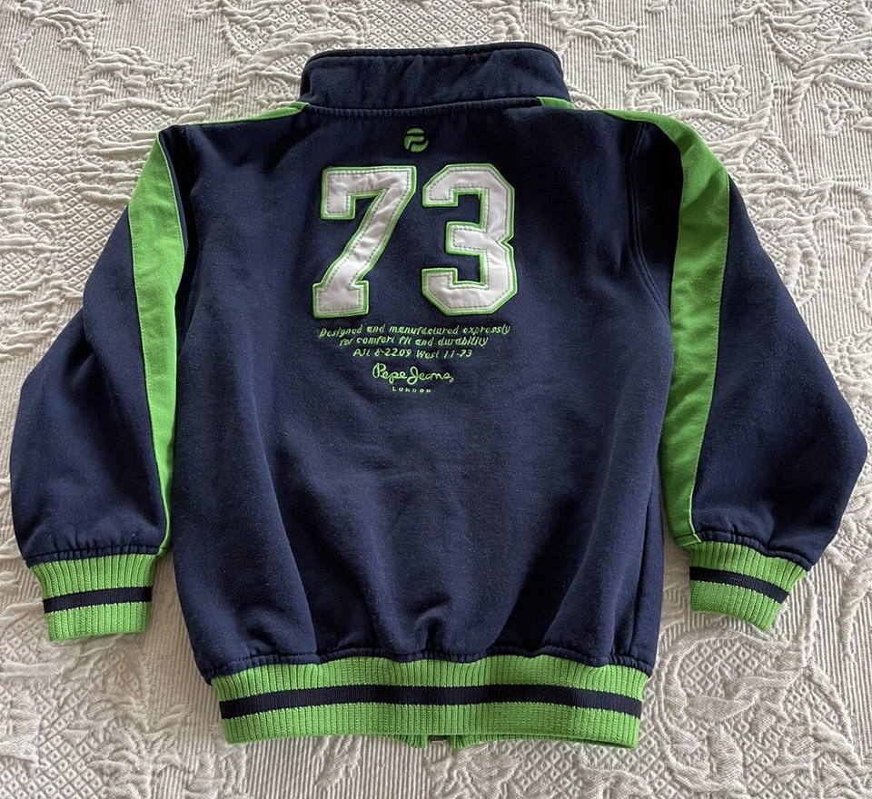 PEPE Jeans Chaqueta Bomber Cremallera Bordada Reino Unido 1973 Poli Algodón Reino Unido W11 Niño Talla 4T Foto 2 de 4