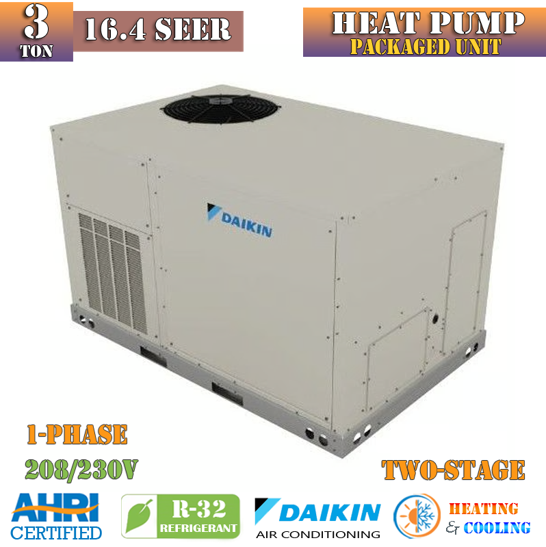 DAIKIN 給湯器 Daikin 3 Ton 16.4 SEER Central AC Heat Pump Package Unit R32