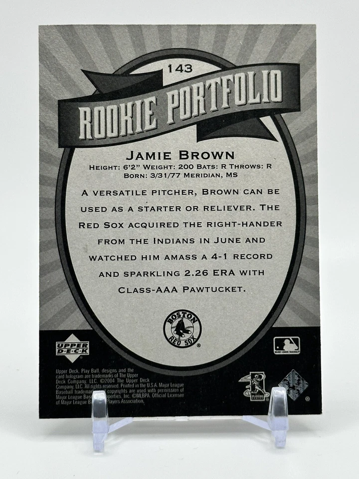 2004 Upper Deck Play Ball Rookie Portfolio /2004 Jamie Brown #143 Rookie RC - Image 2 of 2