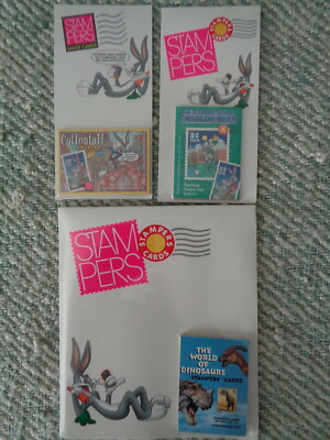 USPS STAMPERS - 1996 DINASAURS, LOONEY TUNES (3) DIFFERENT PACKS * LQQK *