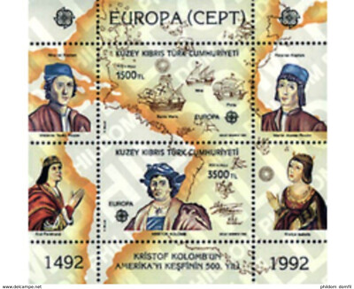 Turkish Cyprus 1992 _ Europe C.E.P.T - Discovery of America _ Minisheet - MNH **