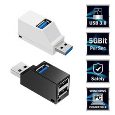 Mini 3 Port USB 3.0 Splitter Hub High Speed    Data Transfer Splitter Box Adapter