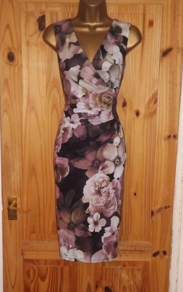 Phase Eight Blumendruck stretchig Pencil Wiggle Wickel Party Kleid Gr. 14 - Bild 4 von 4