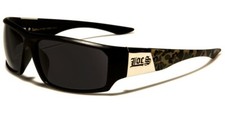 Locs Camouflage Thick Black Frame Large Metallic Logo Men's Sunglasses