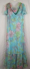 Componix Dress Blue Floral Flowers Casual Full Length Women's 10 