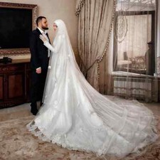 Elegant Mullerin Wedding Dresses High Neck Long Sleeve Lace Applique Bridal Gown