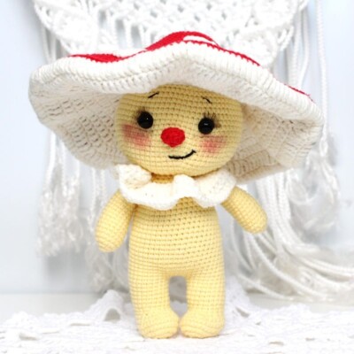 Crochet Fluffy Baby Mushroom, Little Mushroom Stuffed, Handmade Mushroom Doll