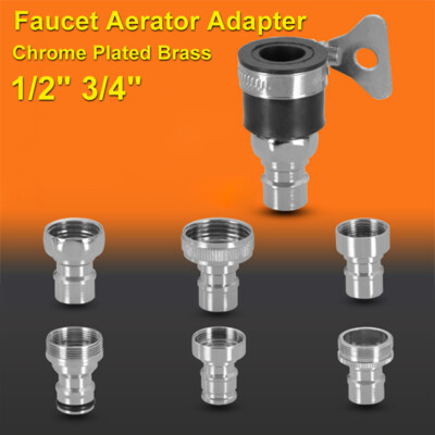 1/2'' 1/4'' Water Tap Faucet Adapter Brass Hose Connector Fitting Washing Machine