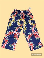 Hawaii Reserve Collection Capri Pants Medium Cotton PLUMERIA Navy