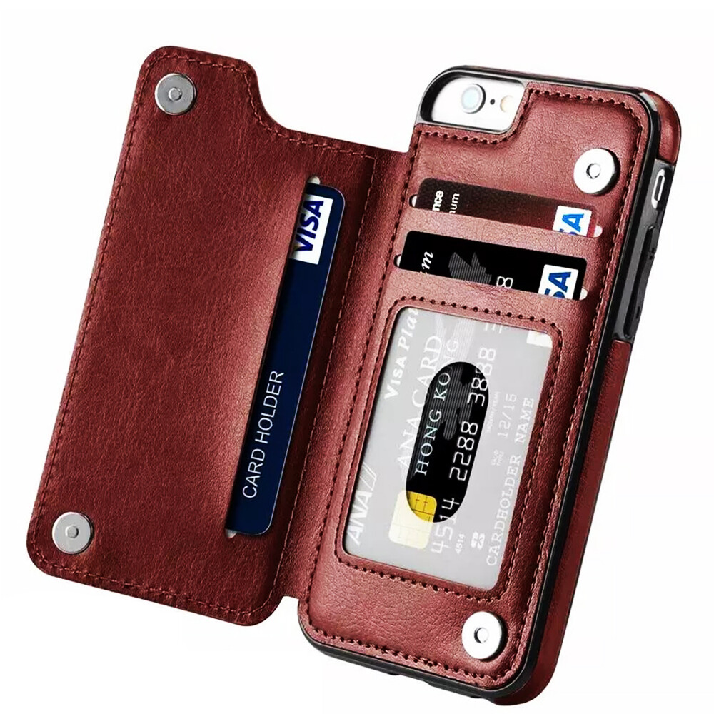Flip Leather Phone Case Card Holder Wallet Cover For iphone 12 13 14 15 16  17Pro