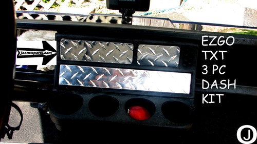 Ezgo txt Golf Cart 3 pc Powder Coated Aluminum Diamond Plate Dash Cover Set - Bild 9 von 9