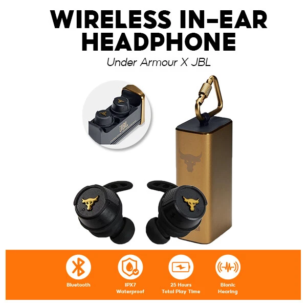 Presta atención a pandilla Mecánicamente Under Armour JBL UA True Wireless Flash Project Rock IPX7 BT In-Ear  Headphones | eBay