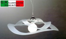 LAMPADARIO LAMPADA A SOSPENSIONE MODERNA 1 LUCE D30 IN VETRO BIANCO CUCINA Luna2