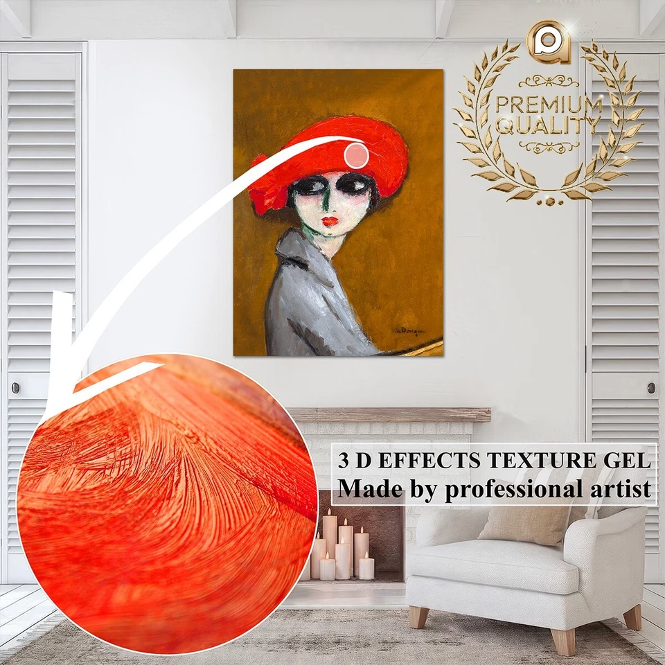 Kees van Dongen The Corn Poppy 15x23 polegadas efeitos 3D textura gel feito à mão - Imagem 4 de 4