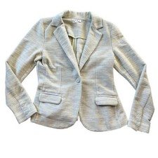 CAbi 713 Lemon Zest Tweed Blazer Jacket Womens Size 8 Yellow Grey