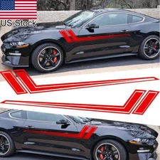 2PCS 68'' Red Sport Racing Hockey Stripe Side Body Door Fender Decal Sticker