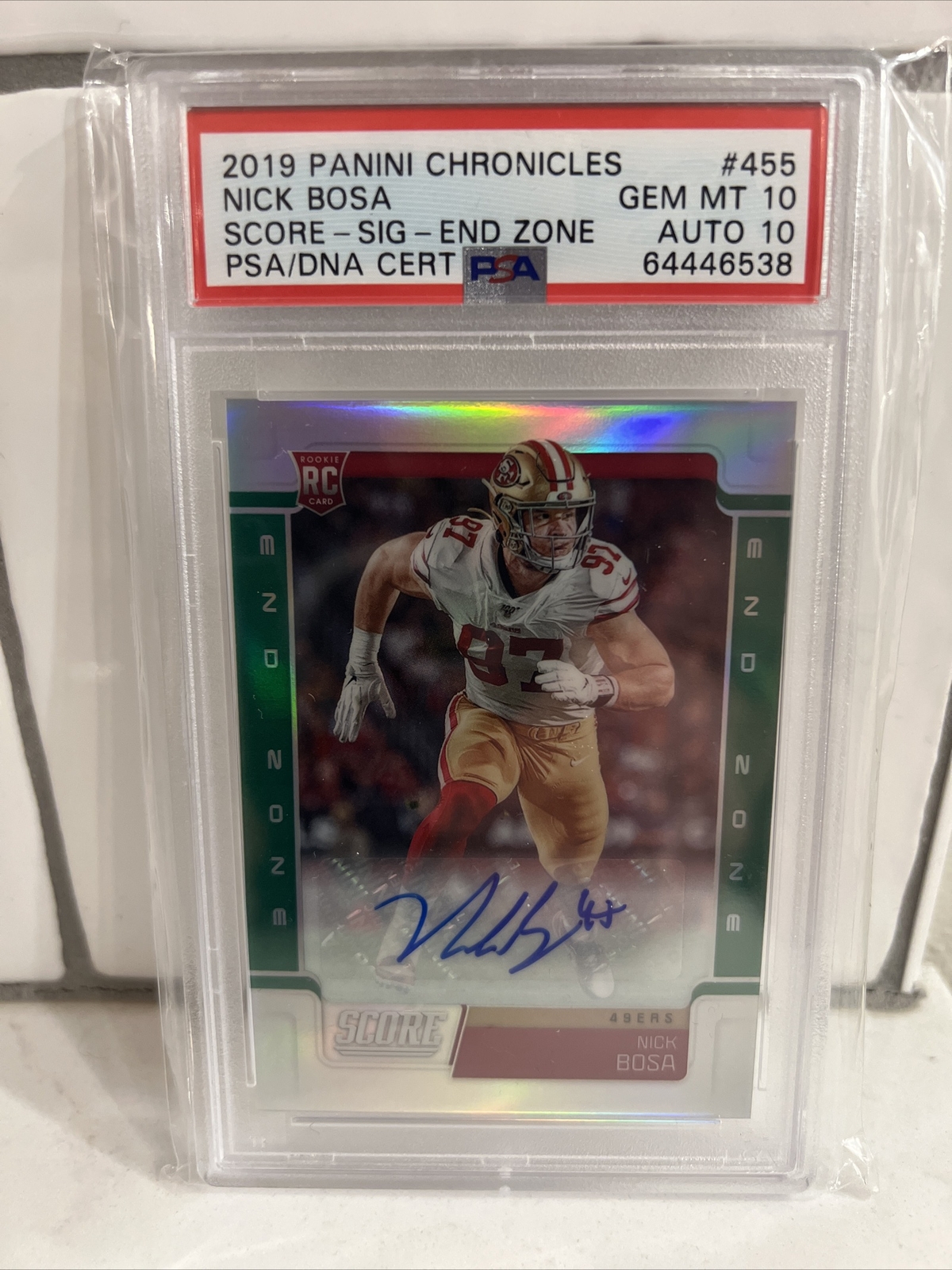Nick Bosa Panini Chronicles Score Update Rookies #455 Signature-Gold Zone