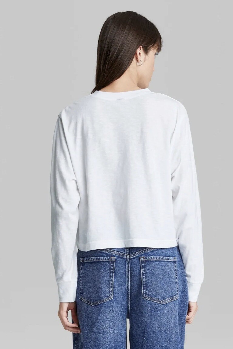 New Women's Long Sleeve Boxy TShirt Wild Fable White Size Medium eBay