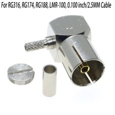 10x IEC DVB-T TV PAL female Crimp Right Angle RF Connector RG316 RG174 RG179