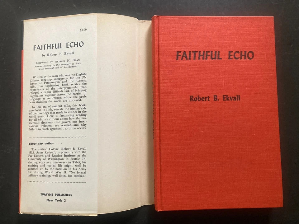 Faithful Echo by Robert B. Ekvall 1960 1st Ed. HC DJ VG! (Korean War) - Image 2 of 4