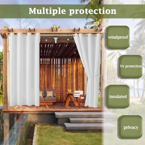 1/2 Stück Wasserdicht Outdoor Terrasse Vorhänge 52" Breit Sichtschutz Verdunkelung Pergola Schatten - Bild 91 von 124