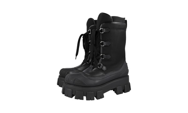 Prada Monolith Combat Boots Stiefel 1U363M Schwarz Leder/Nylon Neu 38,5 39-image