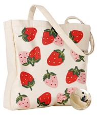 Embroidery Tote Bag with Pocket  Buckle - Reusable Canvas Tote for Women Cut...