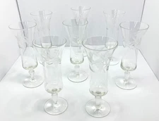Elegant Multi-Use Vintage Glasses Grape Etched, Champagne or Dessert Set