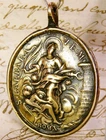 ANTIQUE 18TH CENTURY ST. BARBARA & CATHOLIC IMMACULATE CONCEPTION BRONZE MEDAL