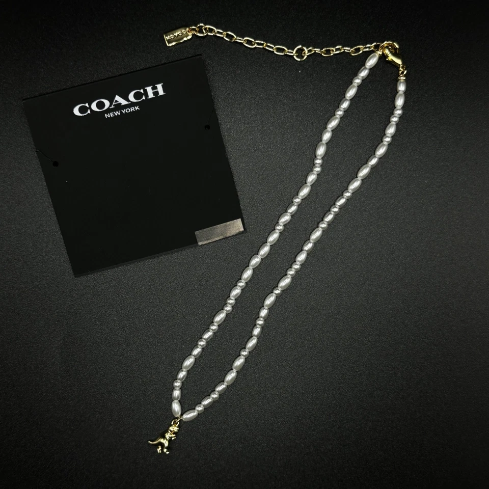 Coach Rexy Charm Glass Pearl Choker Necklace | Giftable, New | Packaging - Image 2 of 4