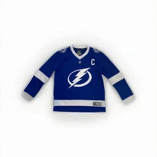 Tampa Bay Lightning Home Youth Size L/XL Fanatics Blue Replica 72 Jersey