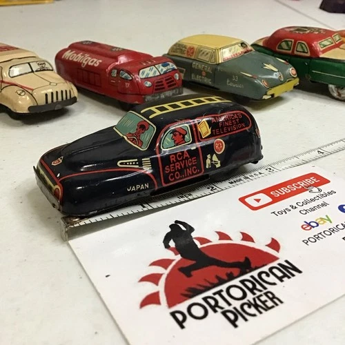 Line Marx Tin Litho Black RCA TV Service Wagon Van Friction Toy 3" Or 1/64 Japan