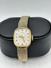 Timex Gold Tone Women’s Watch Manual Wind Silver Dial Mesh Bracelet Vtg