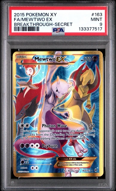 2015 POKEMON XY BREAKTHROUGH SECRET #163 MEWTWO EX PSA 9 (CLEAN! Potential 10!!)
